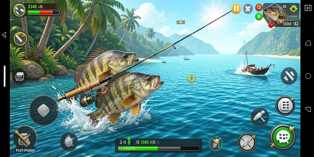 Tangkapan ikan di laut dalam gameplay 234E.