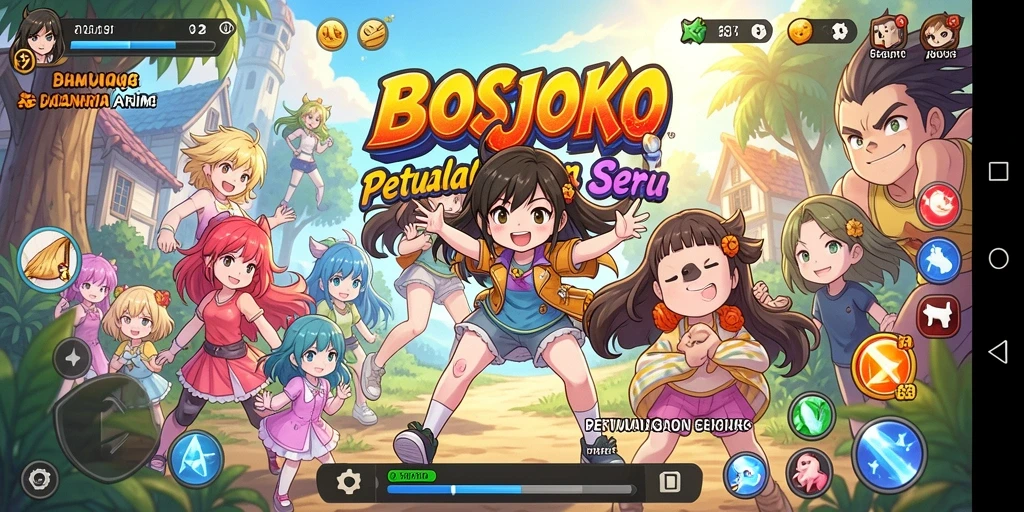 Tampilan seru gameplay <strong>BOSJOKO</strong> dengan karakter anime ikonik.