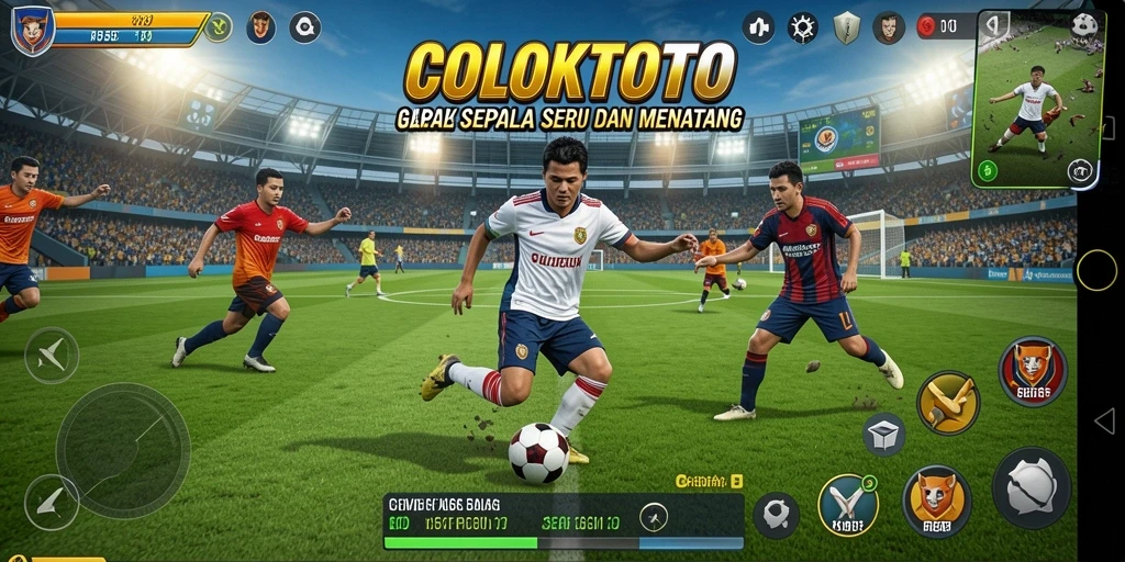 Tampilan layar permainan COLOKTOTO yang menampilkan aksi sepak bola langsung.