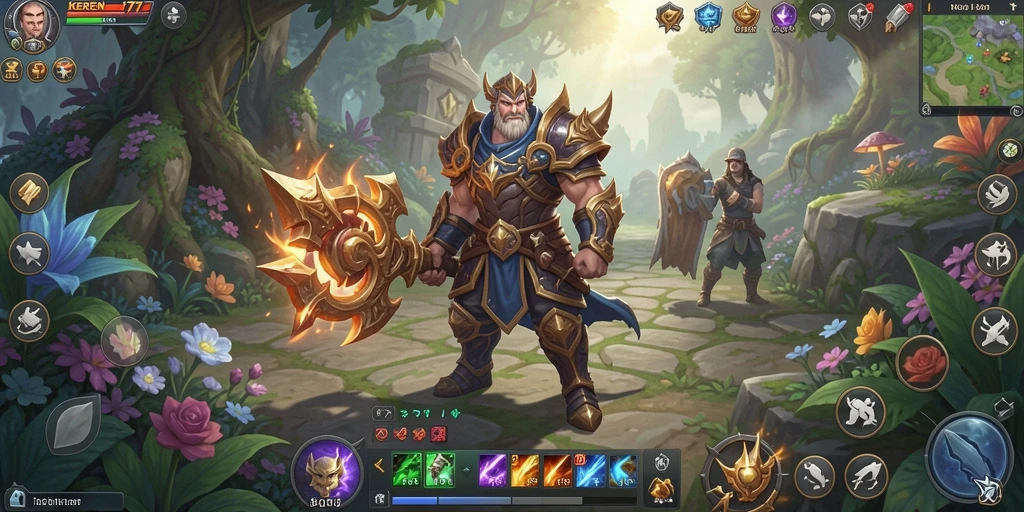 Tampilan gameplay RPG KEREN77 dengan karakter yang beraksi di medan tempur.
