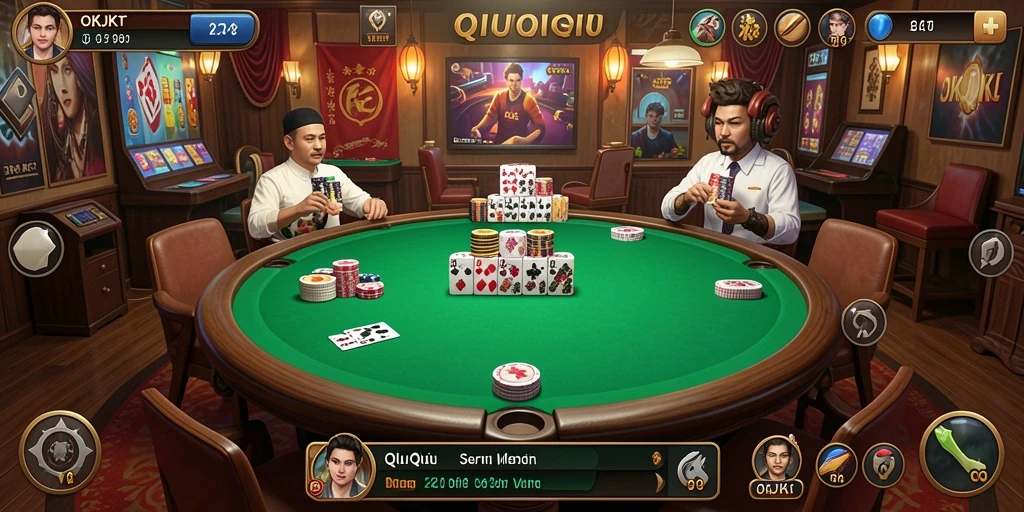 Tangkapan layar dari gameplay seru QiuQiu di OKJKT.