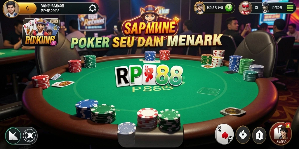 Screenshot utama RP888 menampilkan gameplay Poker yang seru dan interaktif.