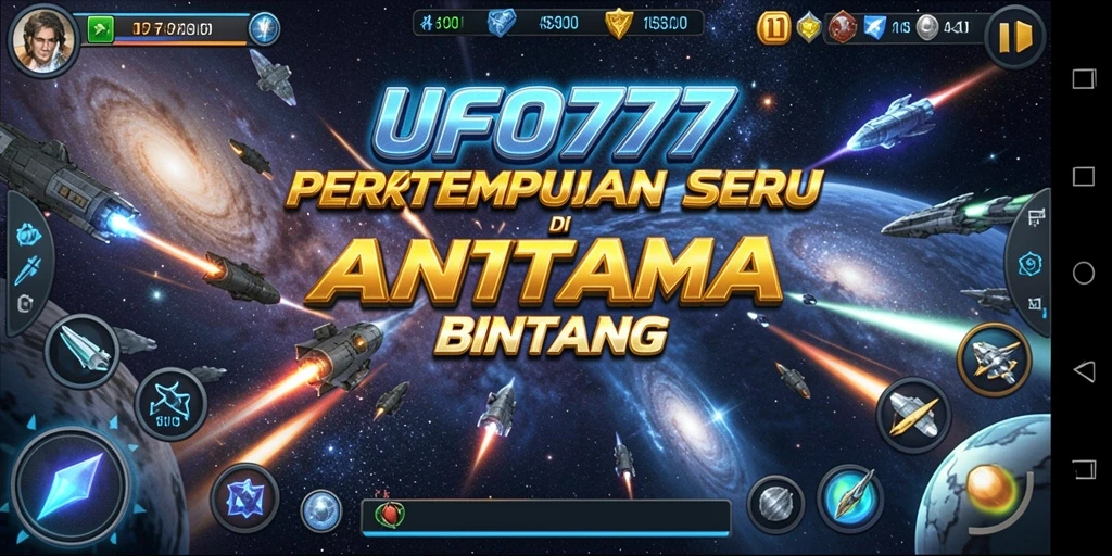 Gameplay dinamis UFO777 dengan pertempuran pesawat luar angkasa yang seru.