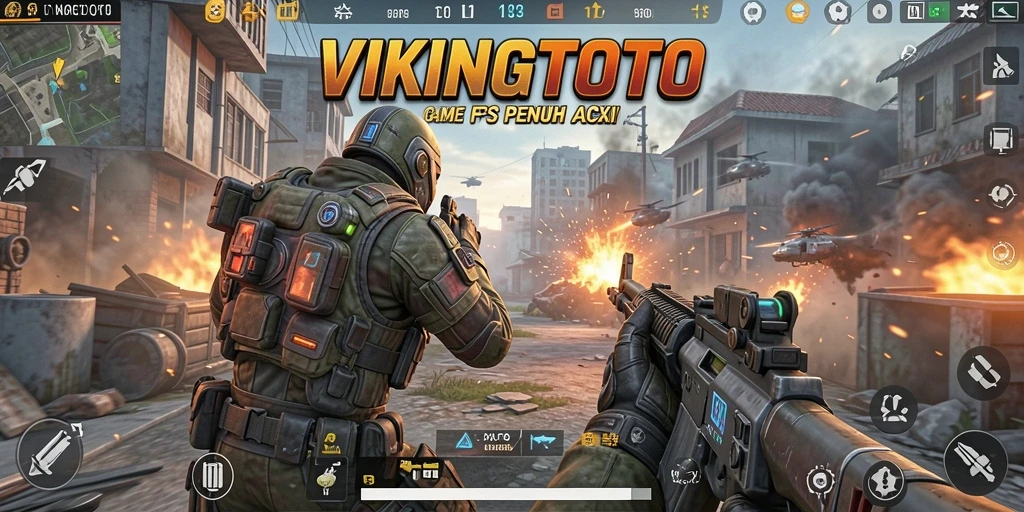 Screenshot gameplay VIKINGTOTO menunjukkan aksi tembak-menembak yang mendebarkan.